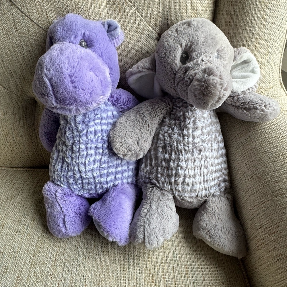 Plush Hippo and Elephant Toy Set Aurora baby
